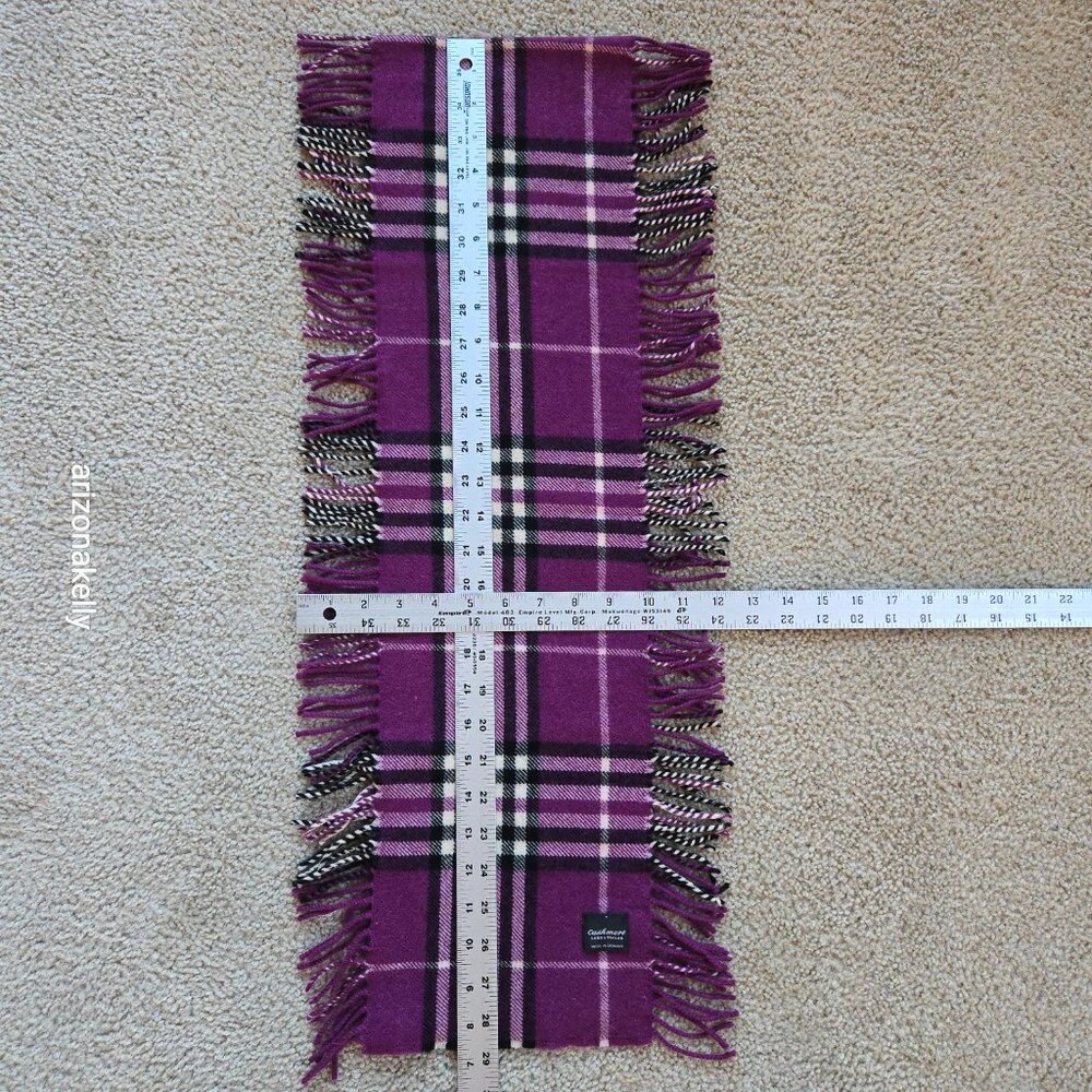 Cashmere Purple Plaid Fringed Scarf Lord & Taylor - Picture 4 of 12